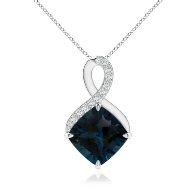 Angara Claw-set Gia Certified London Blue Topaz Infinity Pendant With Diamonds In Green