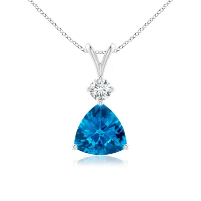Angara Trillion Checker-cut Swiss Blue Topaz Solitaire Pendant
