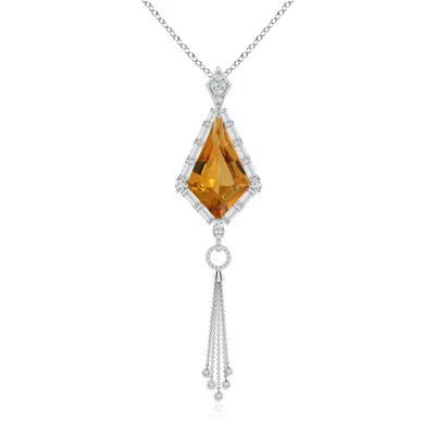 Angara Gia Certified Kite-shaped Step-cut Citrine Tassel Drop Pendant In Metallic