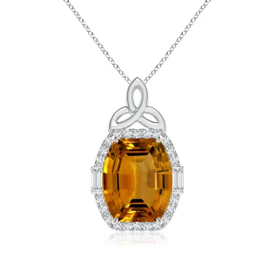 Angara Gia-certified Barrel-shaped Citrine Pendant With Celtic Motif In Orange