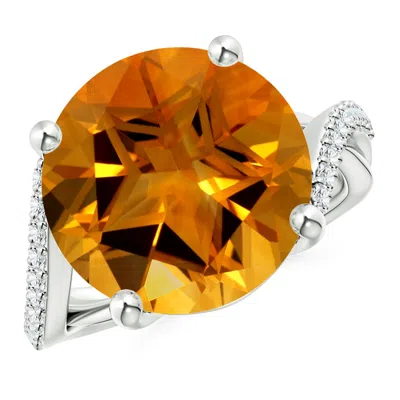 Angara Gia Certified Solitaire Citrine Twisted Split Shank Ring In Yellow