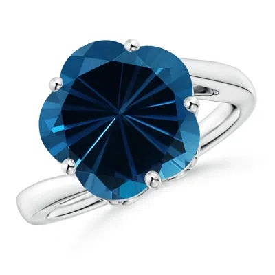 Angara Classic Gia Certified Five-petal London Blue Topaz Flower Ring