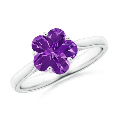Angara Classic Five-petal Flower Amethyst Ring In White Gold/dark Purple