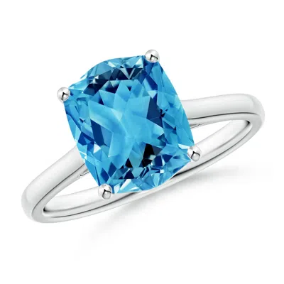 Angara Rectangular Cushion Swiss Blue Topaz Cocktail Ring