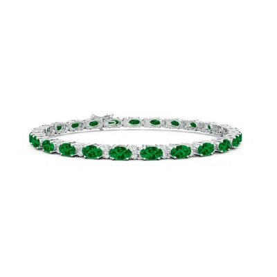 Angara Lab-grown Classic Oval Emerald And Lab Diamond Tennis Bracelet In Green