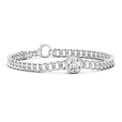 Angara Lab-grown Bezel-set Round Diamond Chain Bracelet In White Gold/f-g