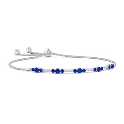 Angara Lab-grown Round Sapphire And Diamond Bolo Bracelet In Blue