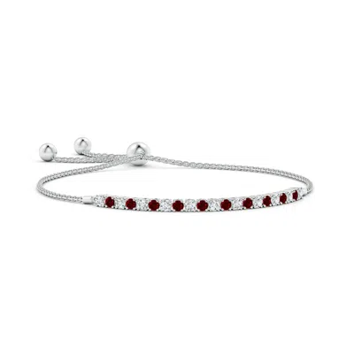 Angara Lab-grown Alternate Ruby And Diamond Tennis Bolo Bracelet In Red