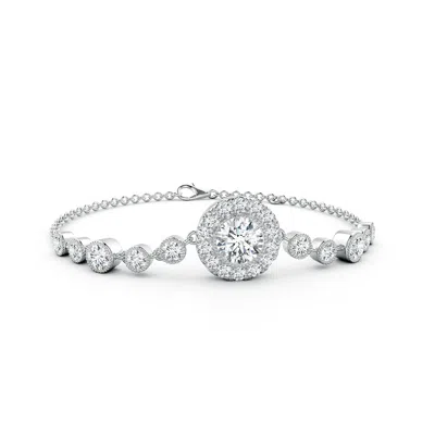 Angara Lab-grown Vintage Style Bezel-set Diamond Bracelet In White Gold/f-g