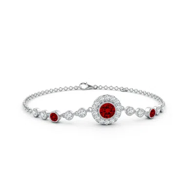 Angara Lab-grown Vintage Style Bezel-set Ruby And Lab Diamond Bracelet In Red