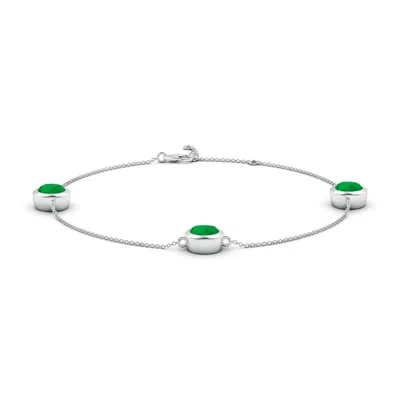 Angara Lab-grown Bezel-set Emerald Station Adjustable Ankle Bracelet In Green