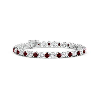 Angara Lab-grown Classic Round Ruby And Lab Diamond Tennis Bracelet In Burgundy