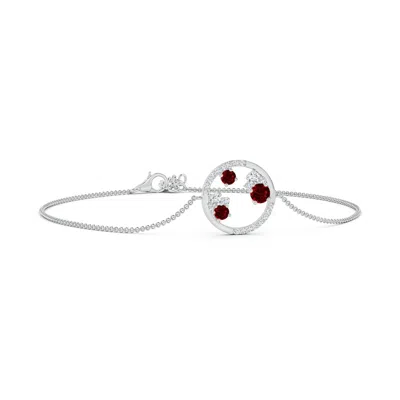 Angara Lab-grown Dispersed Ruby And Diamond Cancer Circle Bracelet In White
