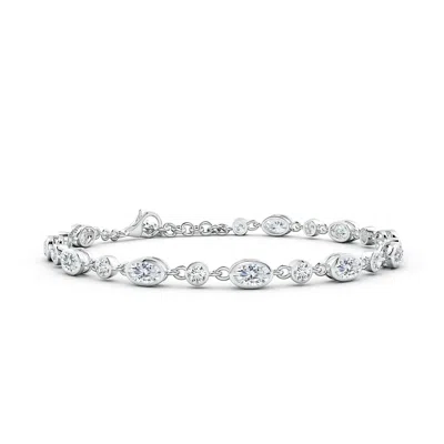 Angara Alternating Oval And Round Lab-grown Diamond Tennis Bracelet In White