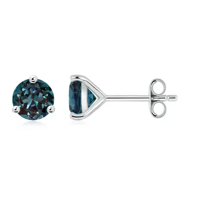 Angara Martini-set Round Lab-grown Alexandrite Stud Earrings In Metallic