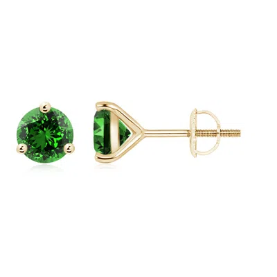 Angara Lab-grown Martini-set Round Emerald Stud Earrings In Green