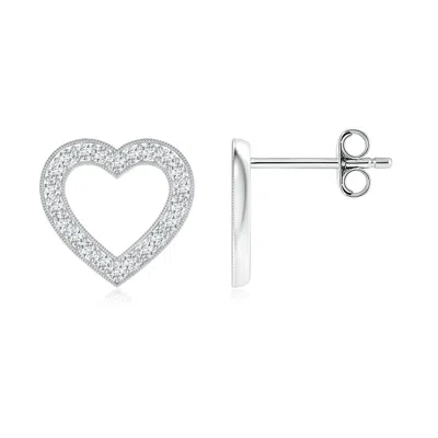 Angara Lab-grown Pave-set Diamond Open Heart Studs In White Gold/f-g