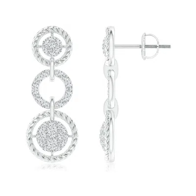 Angara Lab-grown Twisted Wire Halo Diamond Three-layer Dangle Earrings In White Gold/f-g