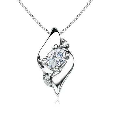 Angara Lab-grown Shell Style Oval Diamond Pendant In White Gold/f-g
