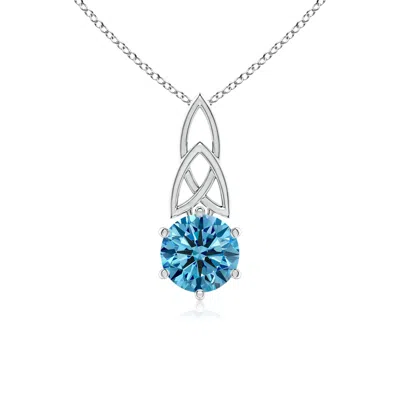 Angara Solitaire Round Lab-grown Fancy Intense Blue Diamond Celtic Knot Pendant In White Gold/fancy Intense
