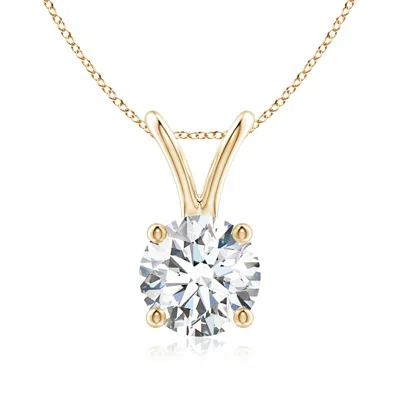 Angara Lab-grown Round Diamond Solitaire V-bale Pendant In Yellow Gold/f-g