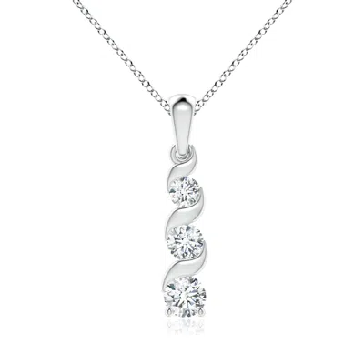 Angara Lab-grown Channel-set Round Diamond Three Stone Journey Pendant In White Gold/f-g