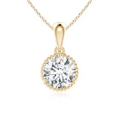 Angara Lab-grown Rope-framed Claw-set Diamond Solitaire Pendant In Yellow Gold/f-g