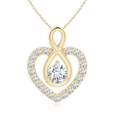 Angara Lab-grown Diamond Heart Pendant With Infinity Loop In Yellow Gold/f-g