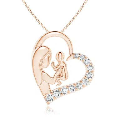 Angara Lab-grown Diamond Heart Mother & Baby Pendant In Rose Gold/f-g
