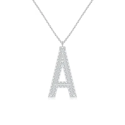 Angara Lab-grown Prong-set Diamond Capital "a" Knife-edge Initial Pendant In White Gold/f-g