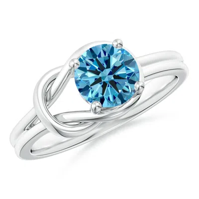 Angara Solitaire Lab-grown Fancy Intense Blue Diamond Infinity Knot Ring In White Gold/fancy Intense