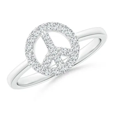Angara Lab-grown Tapered-shank Diamond Peace Sign Ring In White Gold/f-g