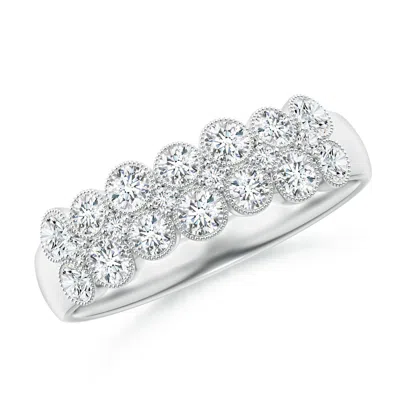 Angara Lab-grown Round Diamond Bezel-set Two-layer Cobblestone Ring In White Gold/f-g