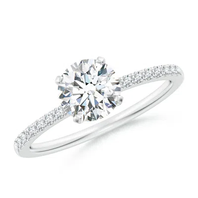 Angara Lab-grown Peg Head Round Diamond Classic Engagement Ring In White Gold/f-g