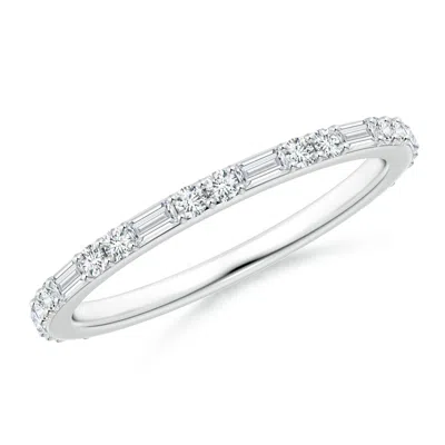 Angara Lab-grown Baguette & Round Diamond Half Eternity Stackable Ring In White Gold/f-g