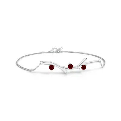Angara Nature Inspired Round Ruby Tree Branch Bracelet In Platinum/deep Rich Red