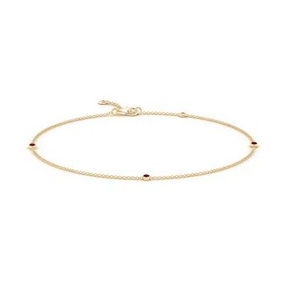 Angara Bezel-set Ruby Station Adjustable Ankle Bracelet In Yellow Gold/deep Rich Red