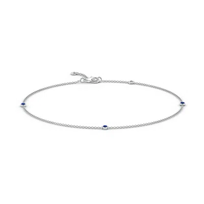 Angara Bezel-set Sapphire Station Adjustable Ankle Bracelet In White Gold/deep Rich Blue