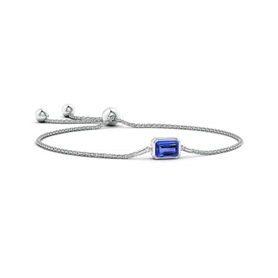Angara Horizontally Set Emerald-cut Tanzanite Bolo Bracelet In White Gold/rich Violet Blue