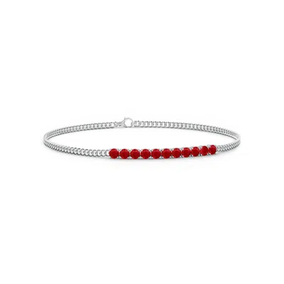 Angara Prong-set Ruby Bar Bracelet In White Gold/medium Red