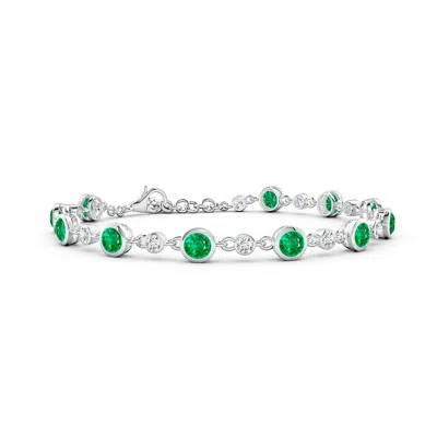 Angara Bezel-set Round Lab-grown Emerald And Diamond Tennis Bracelet In Green