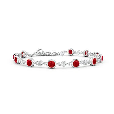 Angara Alternating Round Ruby And Diamond Tennis Bracelet In Metallic
