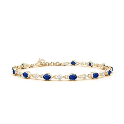 Angara Alternating Oval Blue Sapphire And Round Diamond Tennis Bracelet In Gold