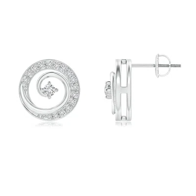 Angara Round Diamond Studded Concentric Circle Earrings In White Gold/h