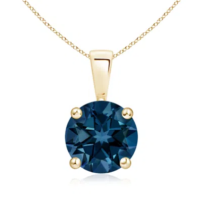 Angara Classic Round London Blue Topaz Solitaire Pendant In Yellow Gold/deep Greenish Blue