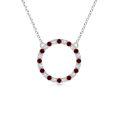 Angara Ruby And Diamond Open Circle Eternity Pendant In White Gold/deep Rich Red