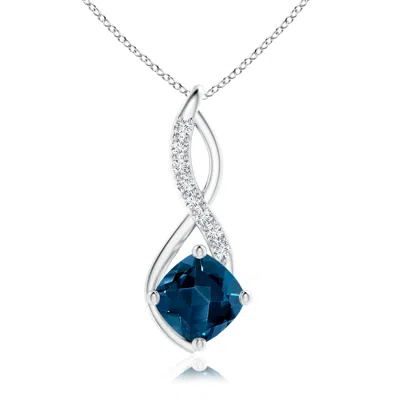 Angara London Blue Topaz Infinity Pendant With Diamond Accents In White Gold/deep Greenish Blue