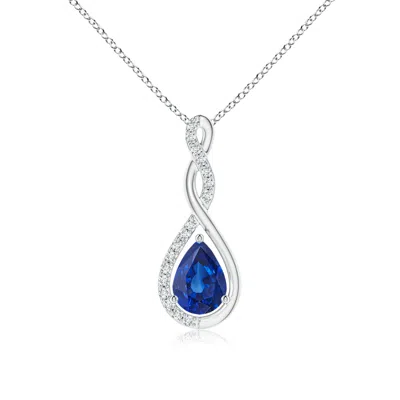 Angara Twisted Infinity Floating Blue Sapphire Drop Pendant In Metallic