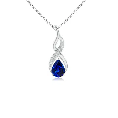 Angara Twisted Infinity Floating Blue Sapphire Drop Pendant In Metallic