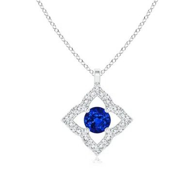 Angara Vintage Inspired Blue Sapphire Clover Pendant In White Gold/deep Rich Blue